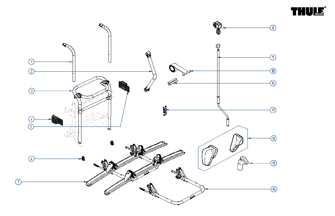 Thule Tragrahmen für Fahrradträger Lift V16 Manual / 12 V – Thule Ersatzteilnummer 1500603105