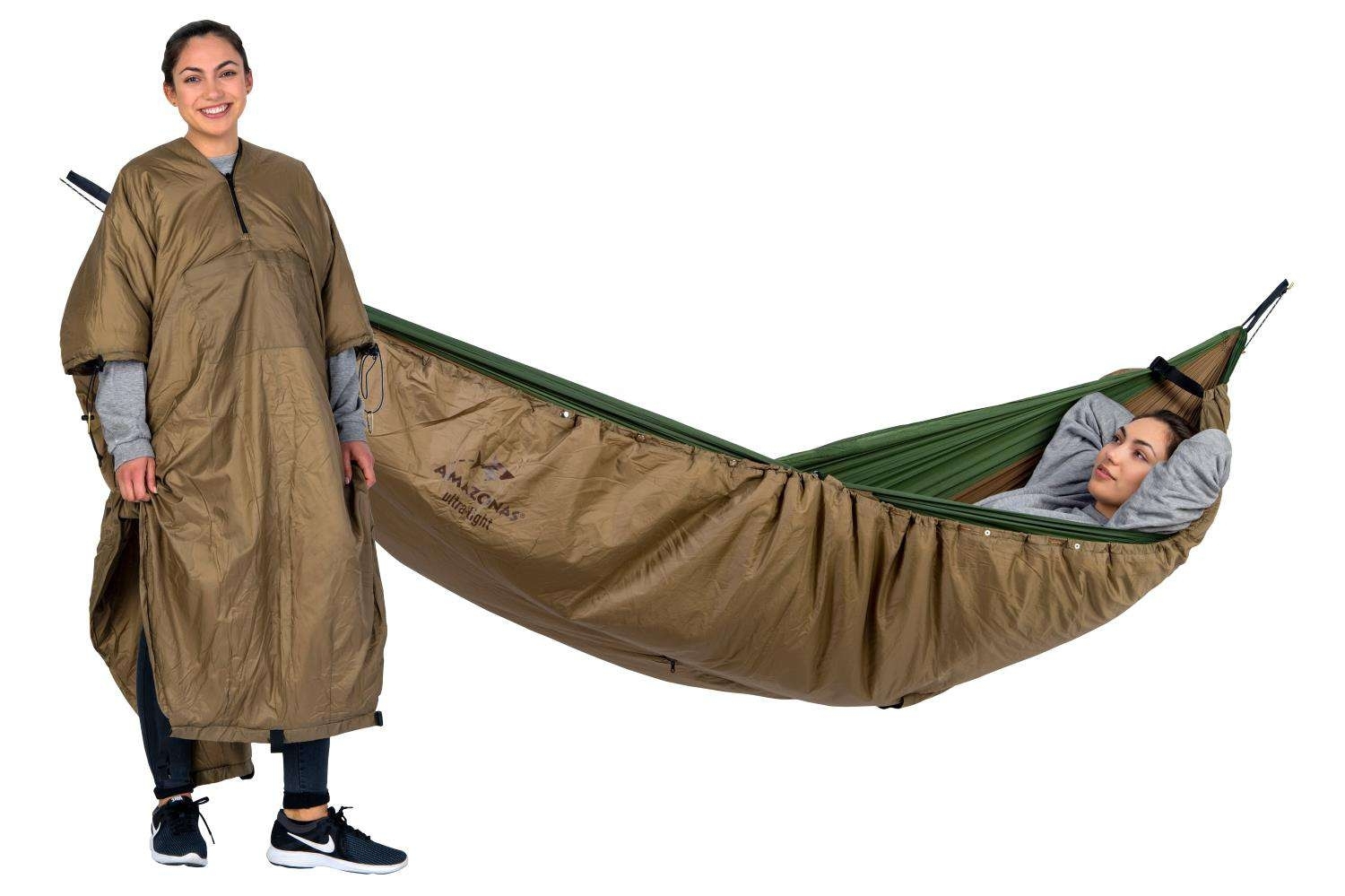 Amazonas 2in1 Hängematte Underquilt-Poncho braun