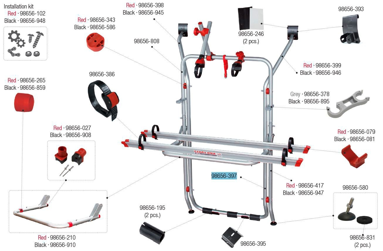 Fiamma Tragestruktur unten passend für Carry Bike VW T6 / VW T5 - Fiamma Ersatzteilnummer 98656-397