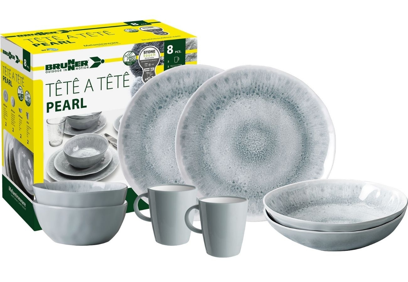 Brunner Tête-à-Tête Geschirrset 8 teilig 2 Personen Pearl