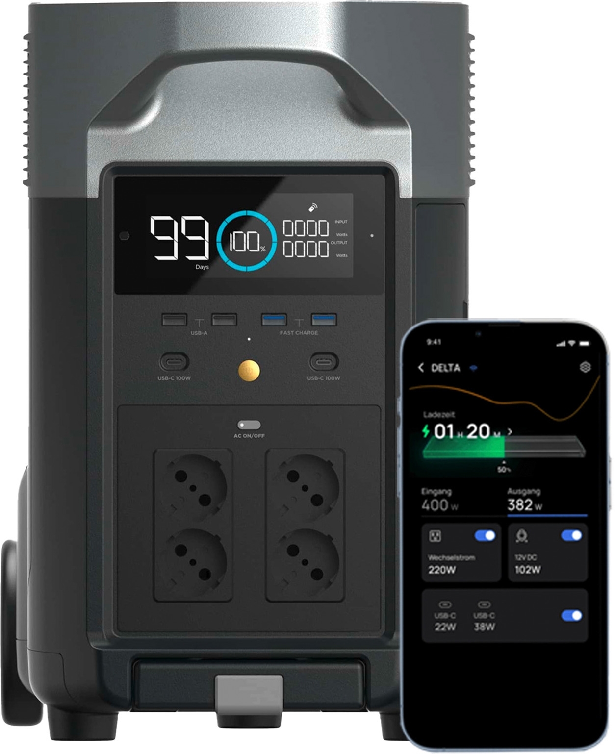 EcoFlow Delta Pro Tragbare Powerstation 3,6 kWh 3.600 W