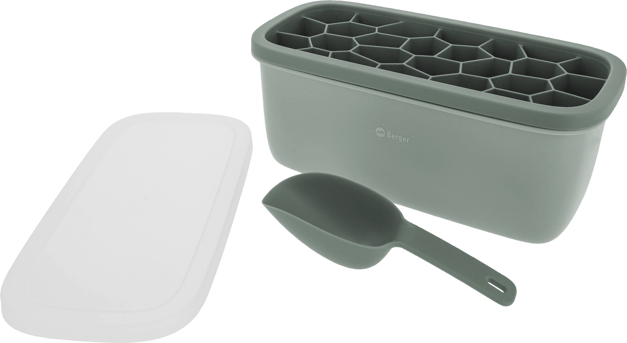 Berger Eiswürfel-Set inkl. Eiswürfelform, Deckel, Box und Eisschaufel