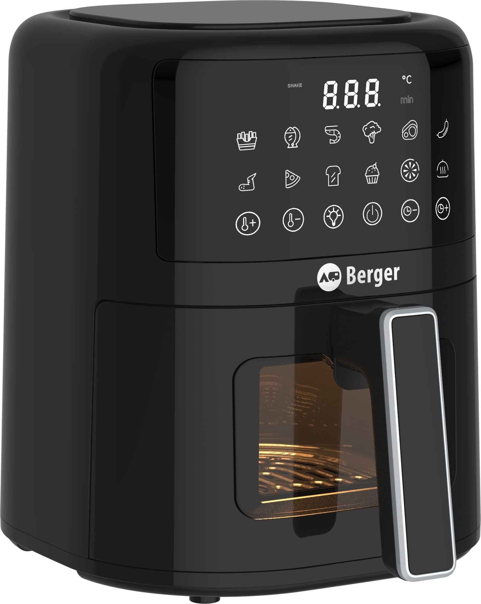 Berger VanFry Airfryer Heißluftfritteuse mit LED-Touch-Display 1.400 W 4,5 Liter