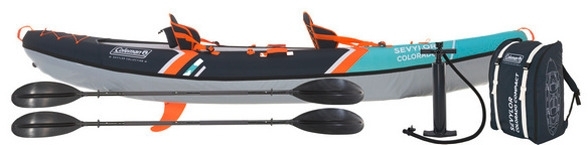 Coleman aufblasbares Kajak Kit Sevylor Colorado 2 Personen inkl.  2 Paddel / Rucksack / Finne / Handpumpe / Aufbewahrungstasche