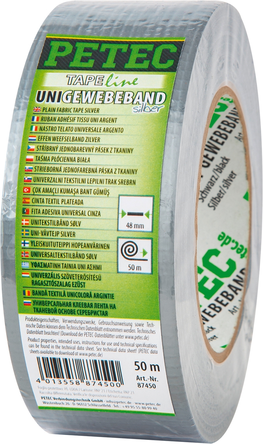 Petec Uni-Gewebeband Klebeband 50 m x 48 mm