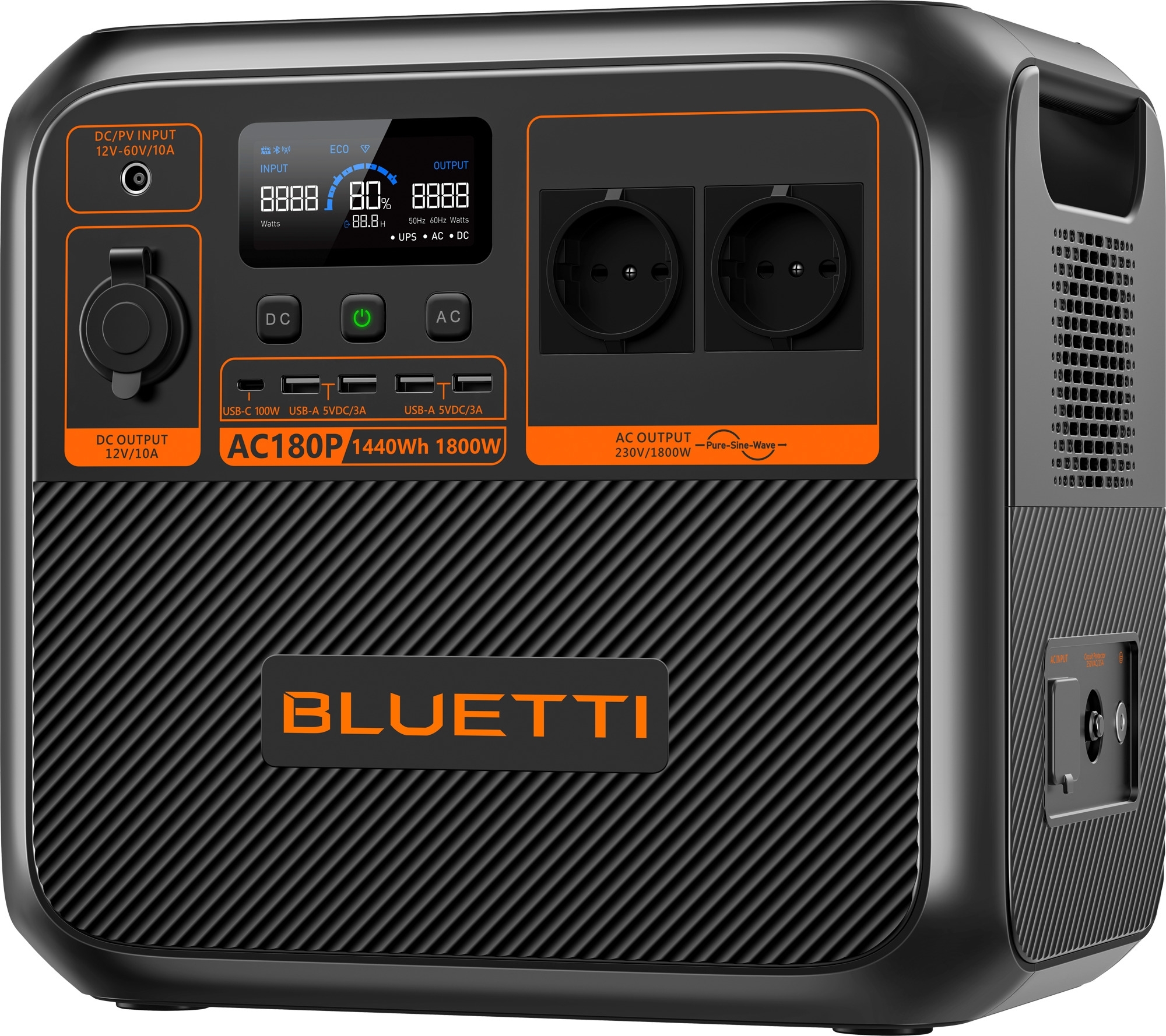 Bluetti AC180P-Black-EU tragbare Powerstation 1800 W