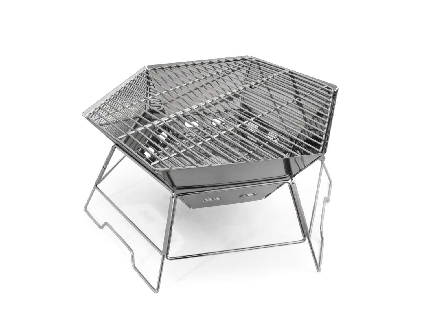 Origin Outdoors Hexagon Grill und Feuerschale 40 x 45 cm – faltbarer Grill und Feuerstelle für Camping und Outdoor